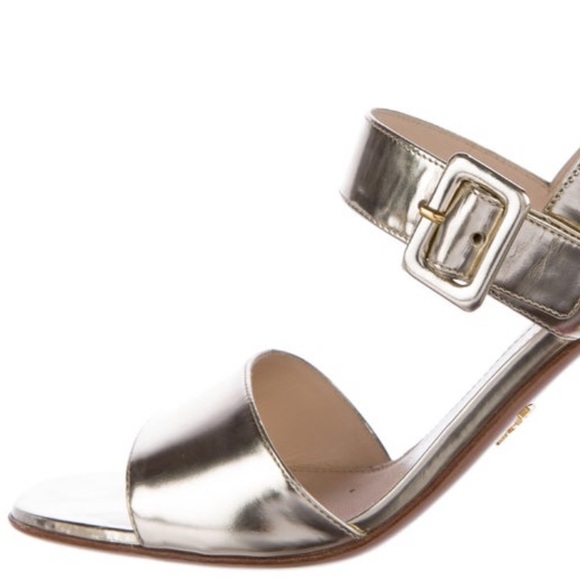 PRADA - Metallic Leather Sandals Size: 12 | IT 42 - Picture 1 of 12